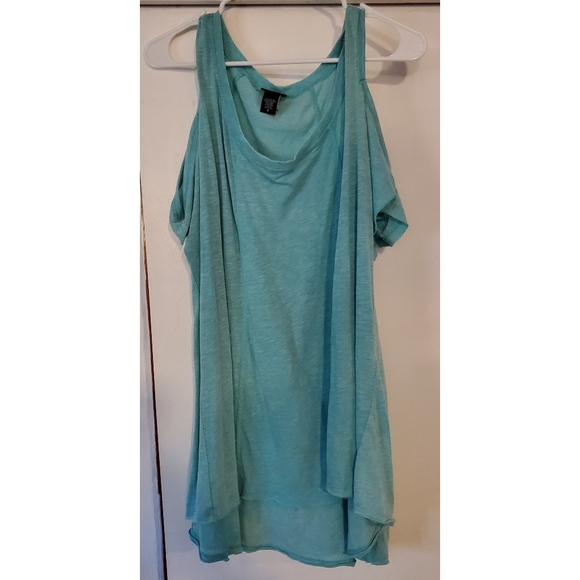 Mint Blue Cold Shoulder Tee - Picture 1 of 3
